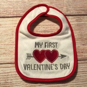 Nwot - Baby Bib - My First Valentine’s Day